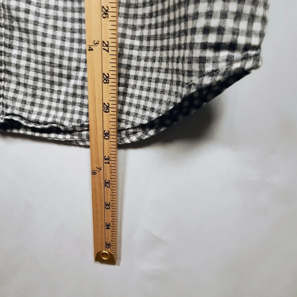 Banana‎ Republic Men's Luxe Flannel Grant Fit Gingham Shirt Grey White Medium